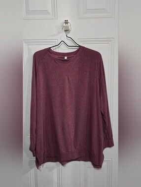 NWT 1X Emerald Cozy Raglan Crewneck Light Sweatshirt in Dusty Mauve